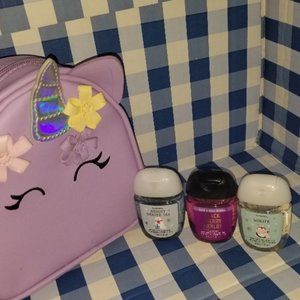 SET POCKETBAC HAND SANITIZERS  & UNICORN BAG- Bath & Body Works